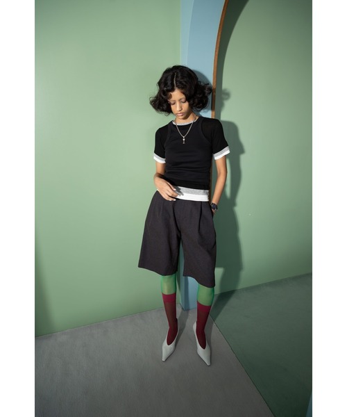 G.V.G.V.(ジーヴィージーヴィー)の「LAYERED H/S TOP(Tシャツ/カットソー・レディース・ブラウン/ブラック・ONE SIZE)」の1枚目の写真