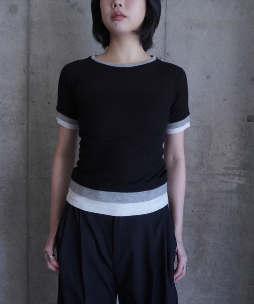 G.V.G.V.(ジーヴィージーヴィー)の「LAYERED H/S TOP(Tシャツ/カットソー・レディース・ブラウン/ブラック・ONE SIZE)」の13枚目の写真