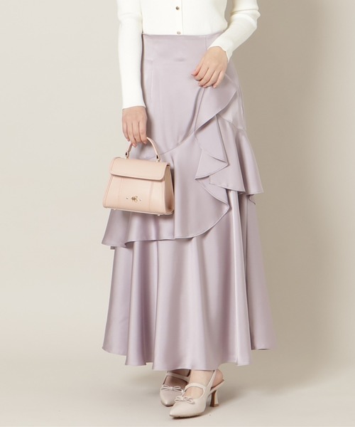 WILLSELECTION(ウィルセレクション)の「アシメラッフルサテンスカート(スカート・レディース・チャコールグレー/ピンク/ベージュ・FREE)」の1枚目の写真