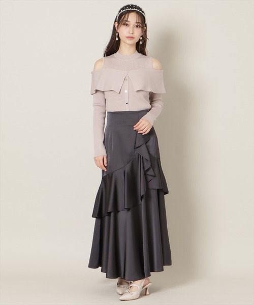WILLSELECTION(ウィルセレクション)の「アシメラッフルサテンスカート(スカート・レディース・チャコールグレー/ピンク/ベージュ・FREE)」の4枚目の写真