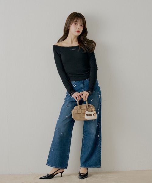 Chico（チコ）の「カップ付きレースコンパクトトップス（Tシャツ/カットソー・レディース・グレー/ブラック/アイボリー/ピンク・SMALL/MEDIUM）」の8枚目の写真
