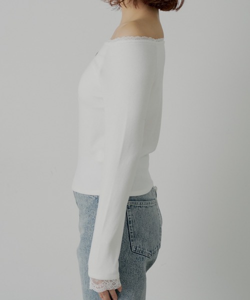 Chico（チコ）の「カップ付きレースコンパクトトップス（Tシャツ/カットソー・レディース・グレー/ブラック/アイボリー/ピンク・SMALL/MEDIUM）」の14枚目の写真