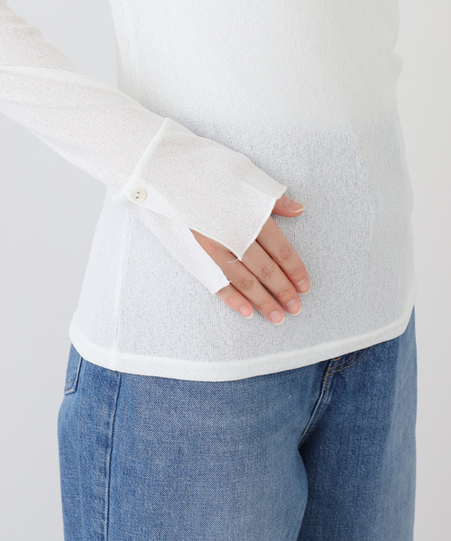 La TOTALITE（ラトータリテ）の「【洗える】ニュアンステレコカフスカットソー（Tシャツ/カットソー・レディース・ホワイト・FREE）」の6枚目の写真