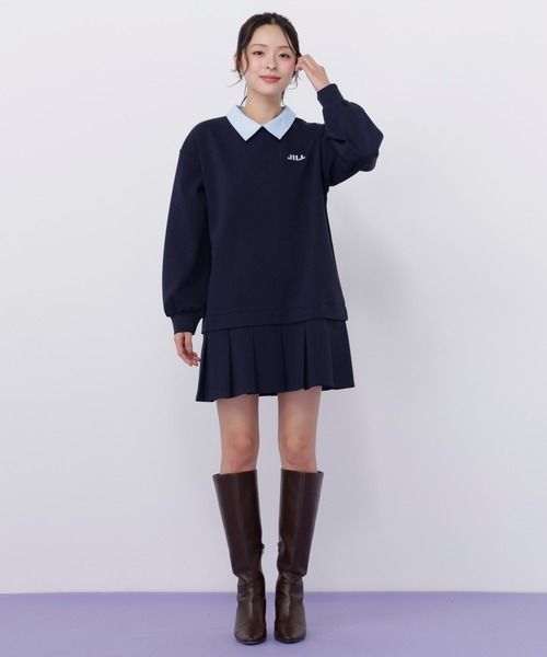 JILL by JILL STUART（ジルバイジルスチュアート）の「スウェットプリーツミニワンピース（ワンピース・レディース・ネイビー/ブラック/グレー・FREE）」の9枚目の写真