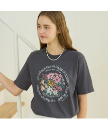 NONLOCAL（ノンローカル）の「[ノンローカル x ソルチ] ブーケハンドドローイングTシャツ - チャコールグレー（Tシャツ/カットソー）」