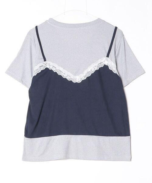 gossip!ロサンゼルス(ゴシップロサンゼルス)の「【新作】レースキャミ重ね着風 切り替え半袖Tシャツ(Tシャツ/カットソー・レディース・ネイビー/グレー・M)」の19枚目の写真