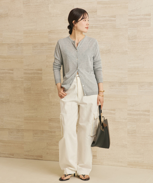 plage（プラージュ）の「《追加》vis/silk mix カーディガン（カーディガン/ボレロ・レディース・ライトグレー/ベージュ系その他・FREE）」の3枚目の写真