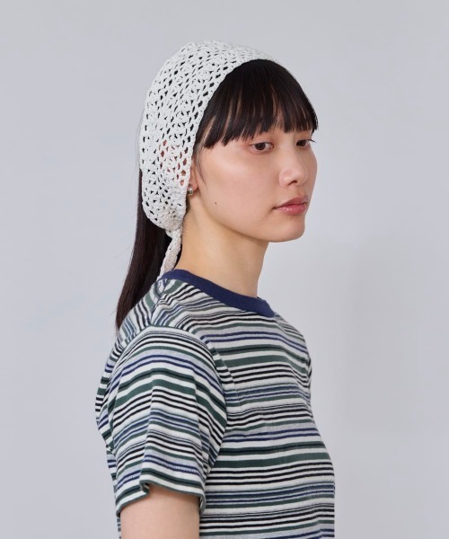 OVERRIDE(オーバーライド)の「OVERRIDE REP CROCHET HAIR BAND / オーバーライド(ヘアバンド・レディース・ブルー/ホワイト/ブラウン・FREE)」の1枚目の写真