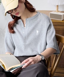 U.S. POLO ASSN.（ユーエスポロアッスン）の「U.S. POLO ASSN. ユーエスポロアッスン 別注 ロゴ刺繍 ワッフルヘンリーネックTシャツ（Tシャツ/カットソー）」