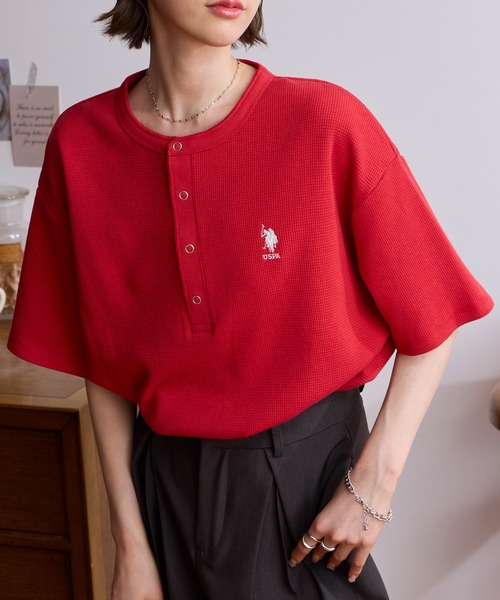 U.S. POLO ASSN./ユーエスポロアッスン 別注 ロゴ刺繍 ワッフル