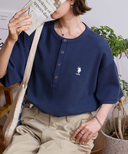 U.S. POLO ASSN./ユーエスポロアッスン 別注 ロゴ刺繍 ワッフル