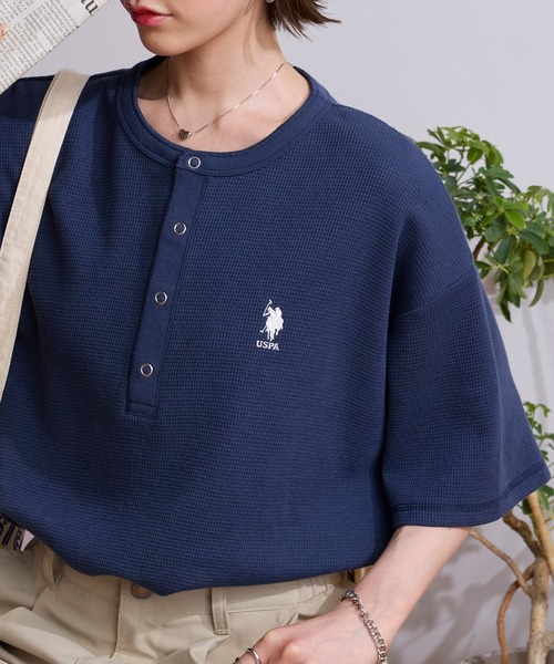 U.S. POLO ASSN./ユーエスポロアッスン 別注 ロゴ刺繍 ワッフル