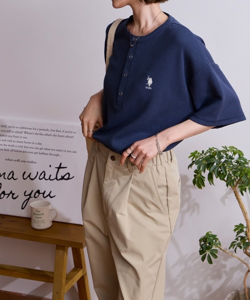 U.S. POLO ASSN./ユーエスポロアッスン 別注 ロゴ刺繍 ワッフル