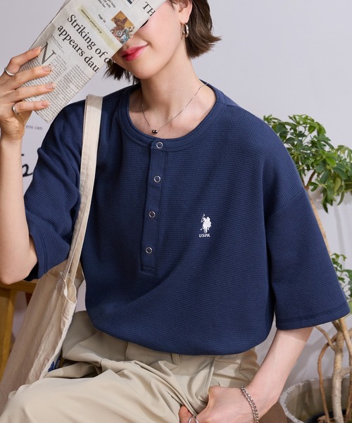 U.S. POLO ASSN./ユーエスポロアッスン 別注 ロゴ刺繍 ワッフル