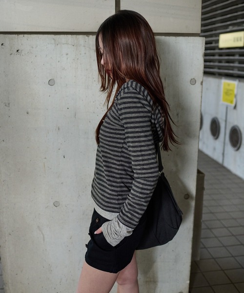 sedacle girl（セダクルガール）の「ボーダーレイヤードロンT（Tシャツ/カットソー・レディース・チャコールグレー/グレー/ボルドー・MEDIUM/SMALL）」の7枚目の写真