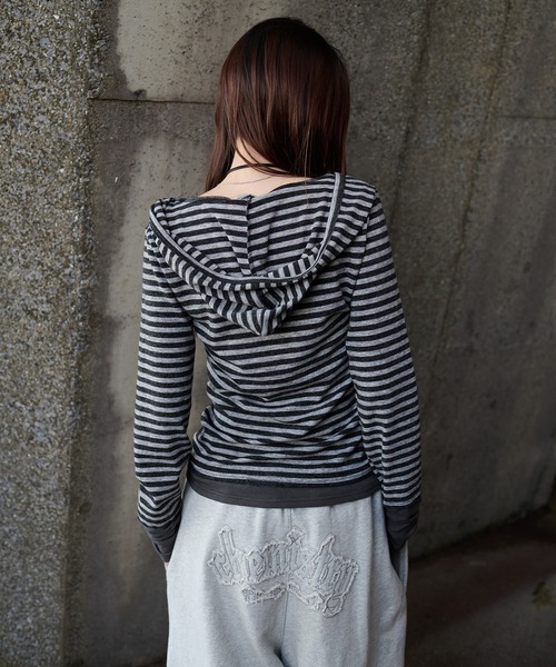 sedacle girl（セダクルガール）の「ボーダーレイヤードロンT（Tシャツ/カットソー・レディース・チャコールグレー/グレー/ボルドー・MEDIUM/SMALL）」の21枚目の写真