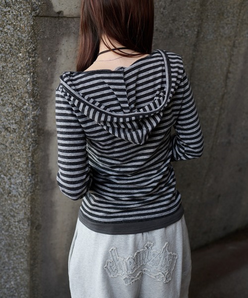 sedacle girl（セダクルガール）の「ボーダーレイヤードロンT（Tシャツ/カットソー・レディース・チャコールグレー/グレー/ボルドー・MEDIUM/SMALL）」の22枚目の写真