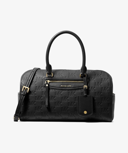 MICHAEL KORS(マイケルコース)の「JET SET TRAVEL ロゴエンボス レザー ダッフル クロスボディミディアム(ショルダーバッグ・レディース・ブラック・FREE)」の1枚目の写真