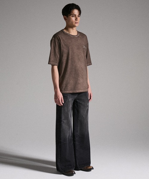 GRANCY（グランシー）の「【GRANCY】Military Studs Design Distressed T-shirt / ミリタリースタッズデザインダメージTシャツ（Tシャツ/カットソー・メンズ・ブラウン/グレー・L/M/S）」の6枚目の写真