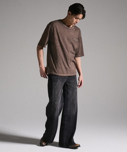 GRANCY（グランシー）の「【GRANCY】Military Studs Design Distressed T-shirt / ミリタリースタッズデザインダメージTシャツ（Tシャツ/カットソー・メンズ・ブラウン/グレー・L/M/S）」の9枚目の写真