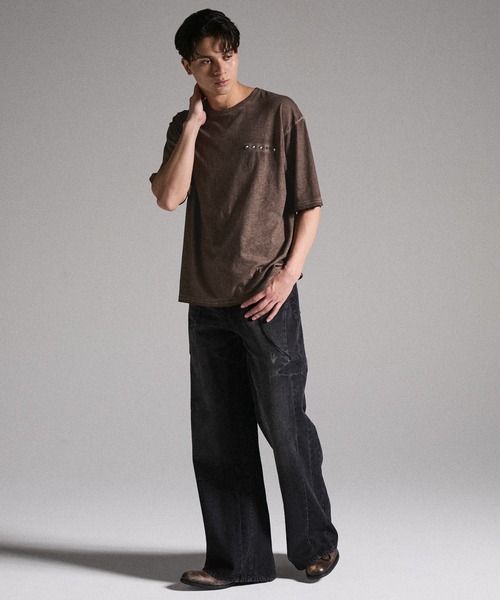 GRANCY（グランシー）の「【GRANCY】Military Studs Design Distressed T-shirt / ミリタリースタッズデザインダメージTシャツ（Tシャツ/カットソー・メンズ・ブラウン/グレー・L/M/S）」の12枚目の写真