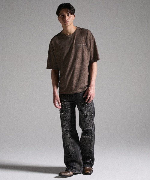 GRANCY（グランシー）の「【GRANCY】Military Studs Design Distressed T-shirt / ミリタリースタッズデザインダメージTシャツ（Tシャツ/カットソー・メンズ・ブラウン/グレー・L/M/S）」の18枚目の写真