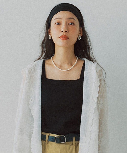 studio CLIP（スタディオクリップ）の「14ゲージスクエアニットタンクトップ[プラスサイズあり]（タンクトップ・レディース・アイボリー/ブラック/ホワイト・ﾌﾘｰ(L)/FREE）」の8枚目の写真