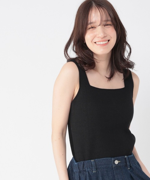 studio CLIP（スタディオクリップ）の「14ゲージスクエアニットタンクトップ[プラスサイズあり]（タンクトップ・レディース・アイボリー/ブラック/ホワイト・ﾌﾘｰ(L)/FREE）」の12枚目の写真