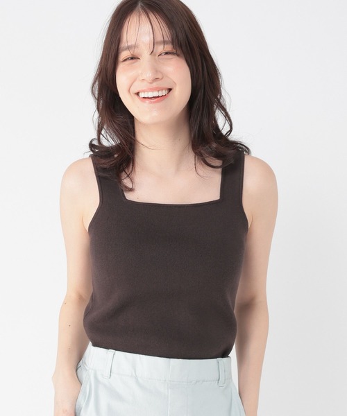 studio CLIP（スタディオクリップ）の「14ゲージスクエアニットタンクトップ[プラスサイズあり]（タンクトップ・レディース・アイボリー/ブラック/ホワイト・ﾌﾘｰ(L)/FREE）」の20枚目の写真