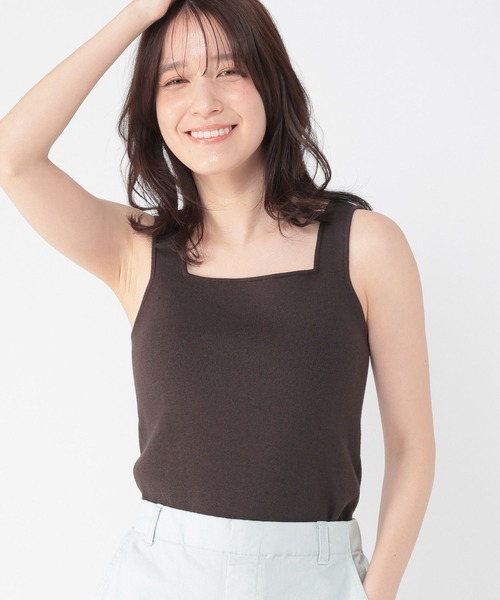 studio CLIP（スタディオクリップ）の「14ゲージスクエアニットタンクトップ[プラスサイズあり]（タンクトップ・レディース・アイボリー/ブラック/ホワイト・ﾌﾘｰ(L)/FREE）」の22枚目の写真