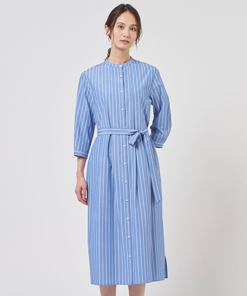 J.PRESS Ladies(J.プレス レディス)の「TC ハイカウントストライプ シャツ ワンピース(ワンピース・レディース・ブルー系1/グレー系1/ブラウン系1・XS)」の3枚目の写真