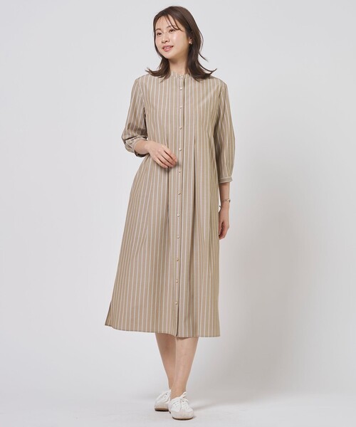 J.PRESS Ladies(J.プレス レディス)の「TC ハイカウントストライプ シャツ ワンピース(ワンピース・レディース・ブルー系1/グレー系1/ブラウン系1・XS)」の5枚目の写真