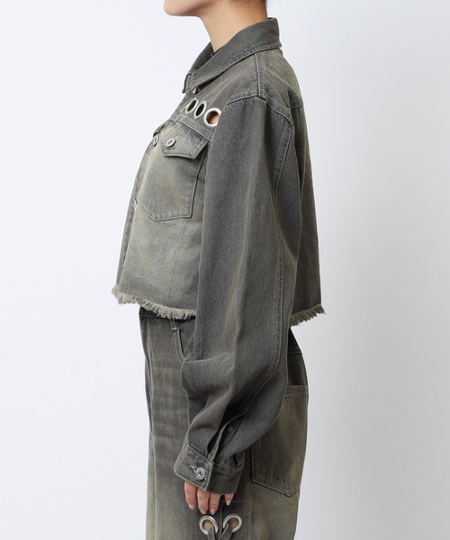 SPIRALGIRL（スパイラルガール）の「アイレットデニムジャケット（デニムジャケット・レディース・ブラック/ブルー・FREE）」の8枚目の写真