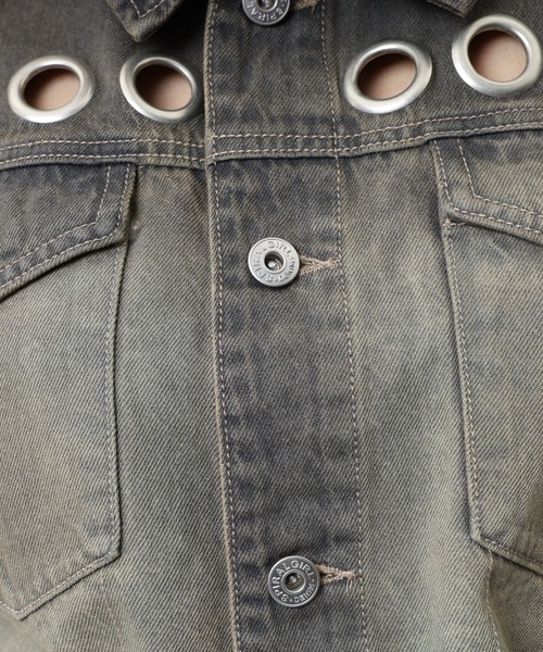 SPIRALGIRL（スパイラルガール）の「アイレットデニムジャケット（デニムジャケット・レディース・ブラック/ブルー・FREE）」の12枚目の写真