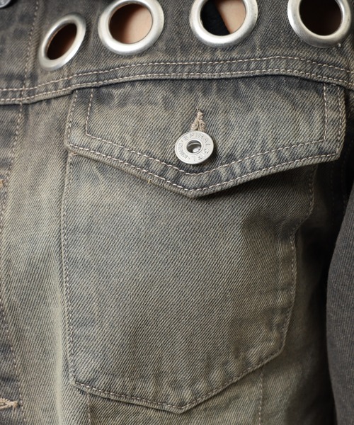 SPIRALGIRL（スパイラルガール）の「アイレットデニムジャケット（デニムジャケット・レディース・ブラック/ブルー・FREE）」の13枚目の写真