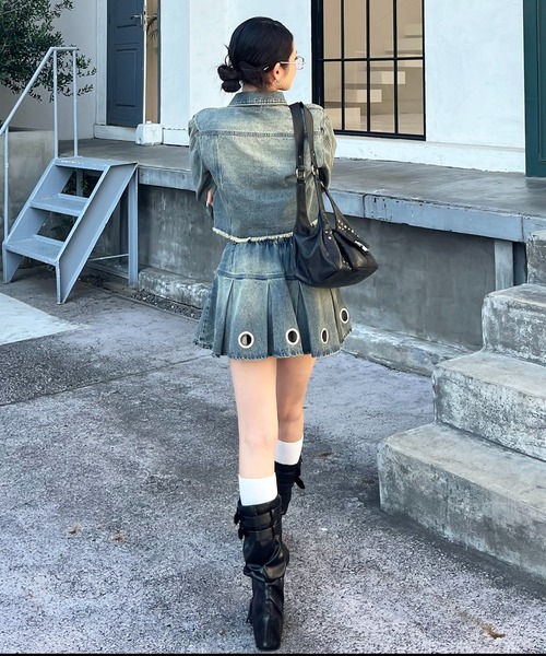 SPIRALGIRL（スパイラルガール）の「アイレットデニムジャケット（デニムジャケット・レディース・ブラック/ブルー・FREE）」の21枚目の写真