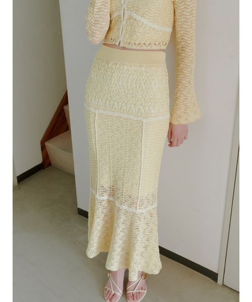 SNIDEL（スナイデル）の「クロシェニットスカート（スカート・レディース・ネイビー/イエロー/その他・F）」の3枚目の写真