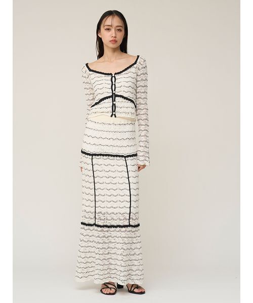 SNIDEL（スナイデル）の「クロシェニットスカート（スカート・レディース・ネイビー/イエロー/その他・F）」の4枚目の写真