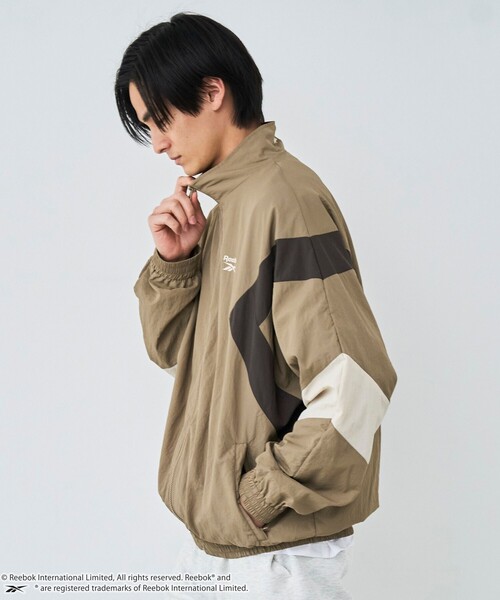 Reebok/ナイロンジャケット アイボリー 新品 新色追加【10%OFF】【Reebok/リーボック】 別注スモールベクター刺繍裾
