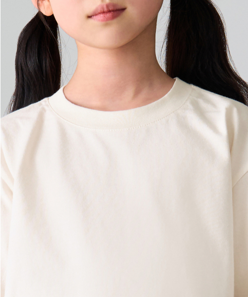 MUSINSA STANDARD KIDS（ムシンサスタンダードキッズ）の「[クールスタンダード] リラックスドクルーネック長袖Tシャツ [クリーム]（Tシャツ/カットソー・レディース・その他・100/110/120/130/140/150）」の4枚目の写真