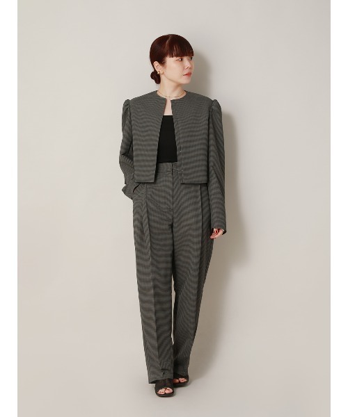 CIS.（シス）の「CIS. ショートジャケット ウォッシャブル カラミストレッチ ハウンドトゥース（テーラードジャケット・レディース・グレー/ベージュ・36(7号)/38(9号)）」の16枚目の写真