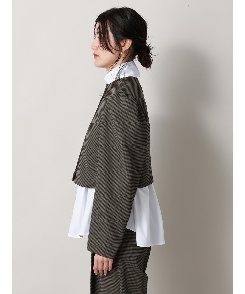 CIS.（シス）の「CIS. ショートジャケット ウォッシャブル カラミストレッチ ハウンドトゥース（テーラードジャケット・レディース・グレー/ベージュ・36(7号)/38(9号)）」の18枚目の写真