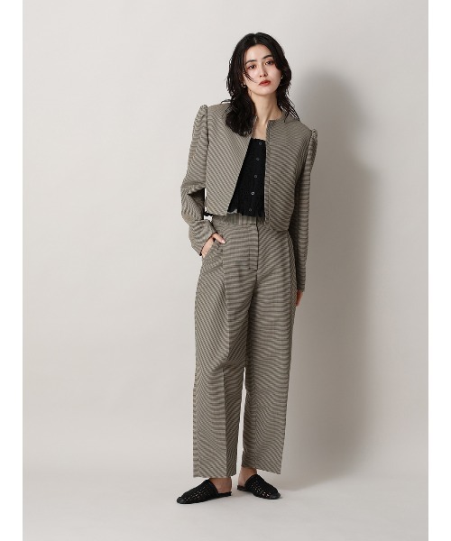 CIS.（シス）の「CIS. ショートジャケット ウォッシャブル カラミストレッチ ハウンドトゥース（テーラードジャケット・レディース・グレー/ベージュ・36(7号)/38(9号)）」の5枚目の写真