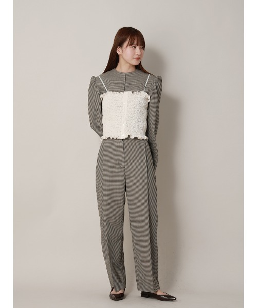 CIS.（シス）の「CIS. ショートジャケット ウォッシャブル カラミストレッチ ハウンドトゥース（テーラードジャケット・レディース・グレー/ベージュ・36(7号)/38(9号)）」の6枚目の写真