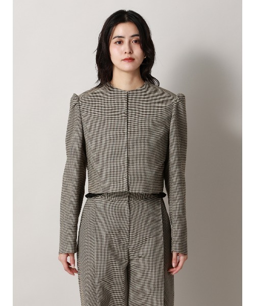 CIS.（シス）の「CIS. ショートジャケット ウォッシャブル カラミストレッチ ハウンドトゥース（テーラードジャケット・レディース・グレー/ベージュ・36(7号)/38(9号)）」の7枚目の写真