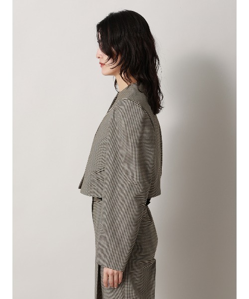 CIS.（シス）の「CIS. ショートジャケット ウォッシャブル カラミストレッチ ハウンドトゥース（テーラードジャケット・レディース・グレー/ベージュ・36(7号)/38(9号)）」の8枚目の写真