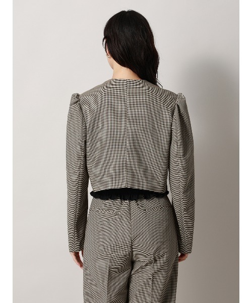 CIS.（シス）の「CIS. ショートジャケット ウォッシャブル カラミストレッチ ハウンドトゥース（テーラードジャケット・レディース・グレー/ベージュ・36(7号)/38(9号)）」の9枚目の写真