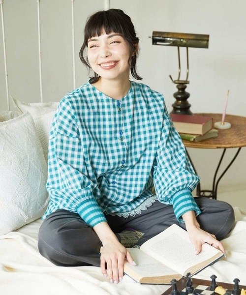 Jocomomola（ホコモモラ）の「Facil 刺繍入りツイルワイドパンツ（その他パンツ・レディース・ピンク/チャコールグレー・40）」の19枚目の写真
