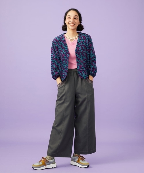 Jocomomola（ホコモモラ）の「Facil 刺繍入りツイルワイドパンツ（その他パンツ・レディース・ピンク/チャコールグレー・40）」の20枚目の写真