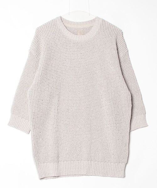 quadro（クオドロ）の「和紙エステル6分袖クルーネックプルオーバー（ニット/セーター・メンズ・ブラック/ベージュ・MEDIUM/LARGE）」の2枚目の写真